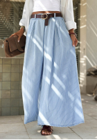 Materiałowe spodnie w paski Sunshine Story błękitne