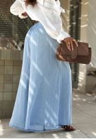 Materiałowe spodnie w paski Sunshine Story błękitne