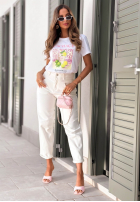 T-shirt z nadrukiem Cachaca Lemon biało-błękitny