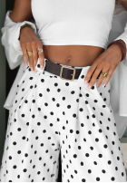 Materiałowe spodnie wide leg w groszki Sweet Latte białe
