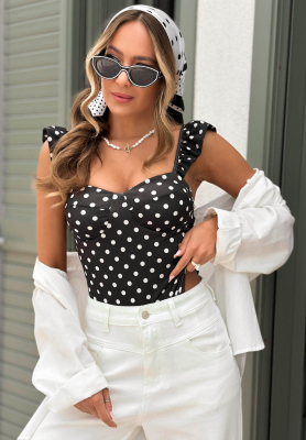 Blossom Ballet Black Polka Dot Strapless Bodysuit