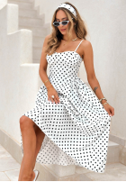 Sukienka maxi na ramiączkach w groszki Mia Dotti biała