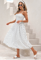 Sukienka maxi na ramiączkach w groszki Mia Dotti biała