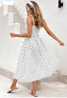 Sukienka maxi na ramiączkach w groszki Mia Dotti biała