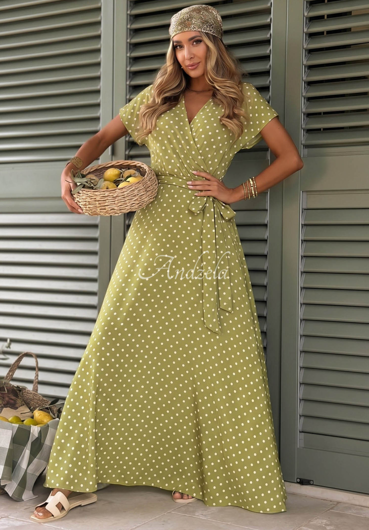 Wendy Olive Polka Dot Dress