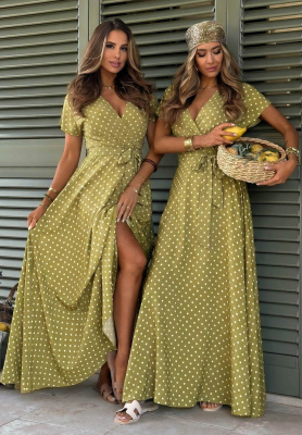 Wendy Olive Polka Dot Dress