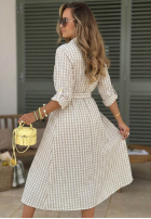 Koszulowa sukienka midi w kratę Spring Velvet Air błękitna