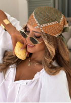 Wzorzysta apaszka Soft Wave zielono-pomarańczowa