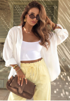 Materiałowe spodnie z gumką w pasie