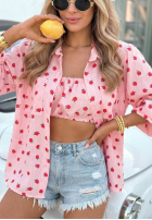 Koszula w róże Velvet Rose pudrowy róż