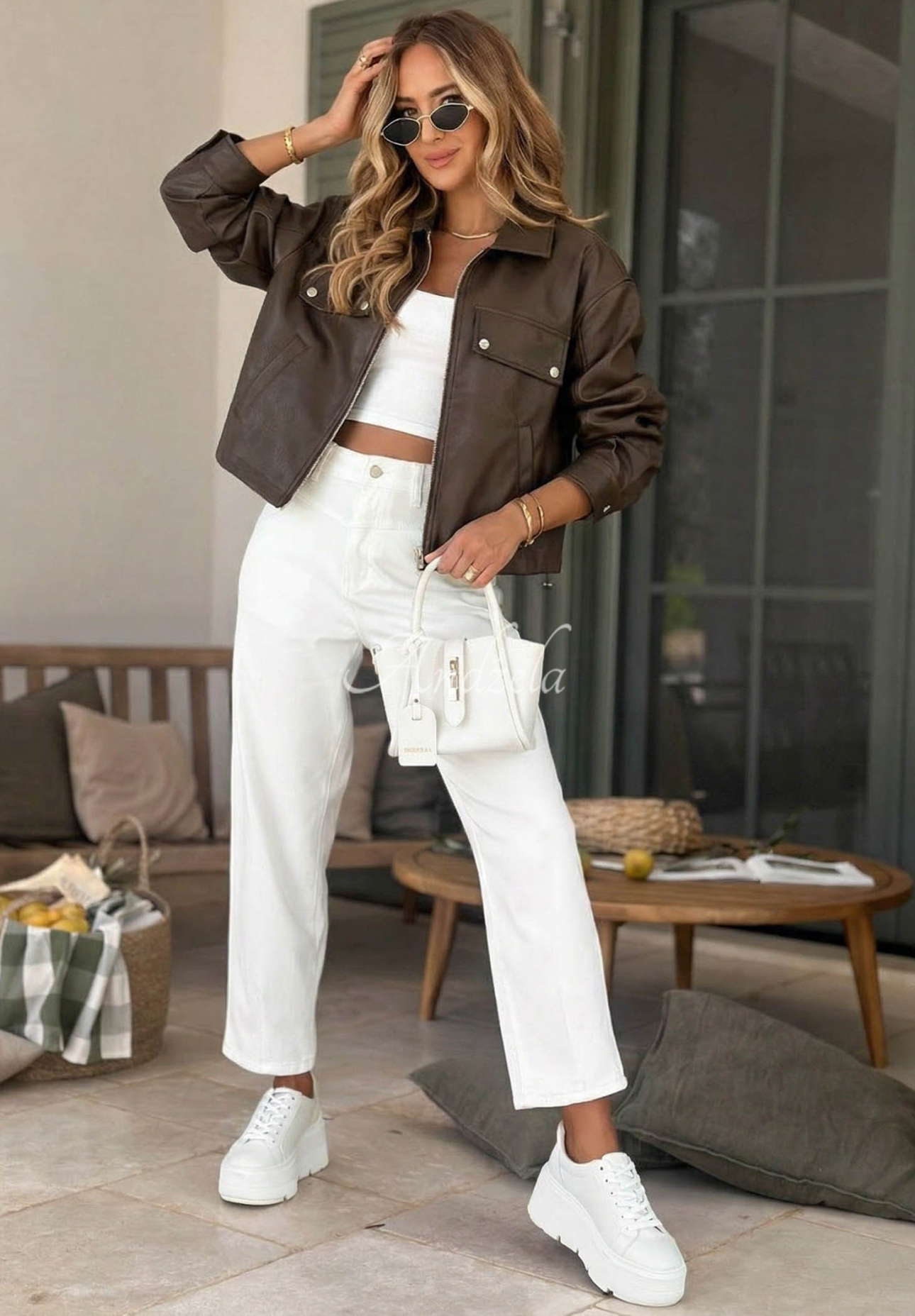 Less Is More Chocolate Brown Leather Jacket with Collar