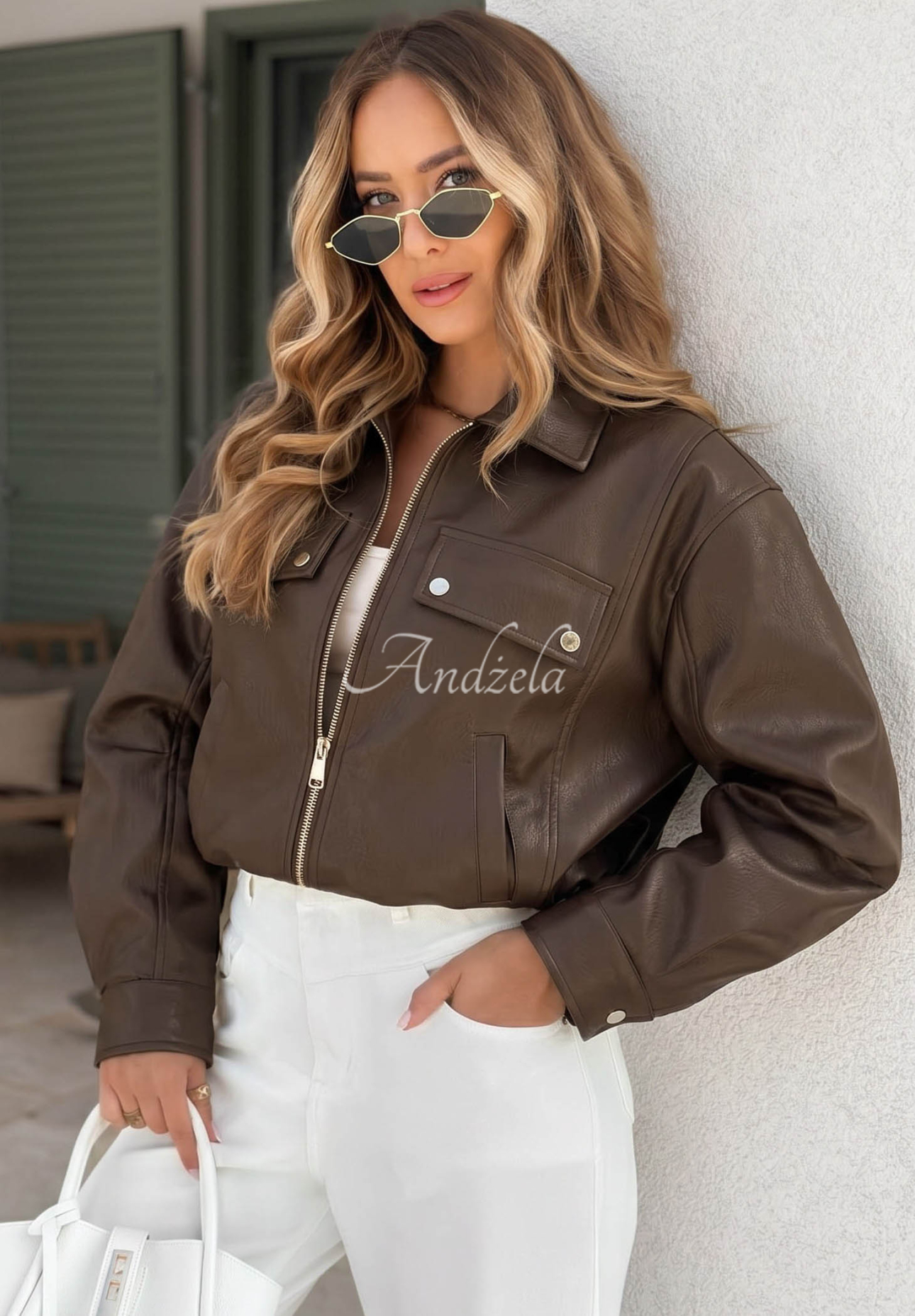 Less Is More Chocolate Brown Leather Jacket with Collar