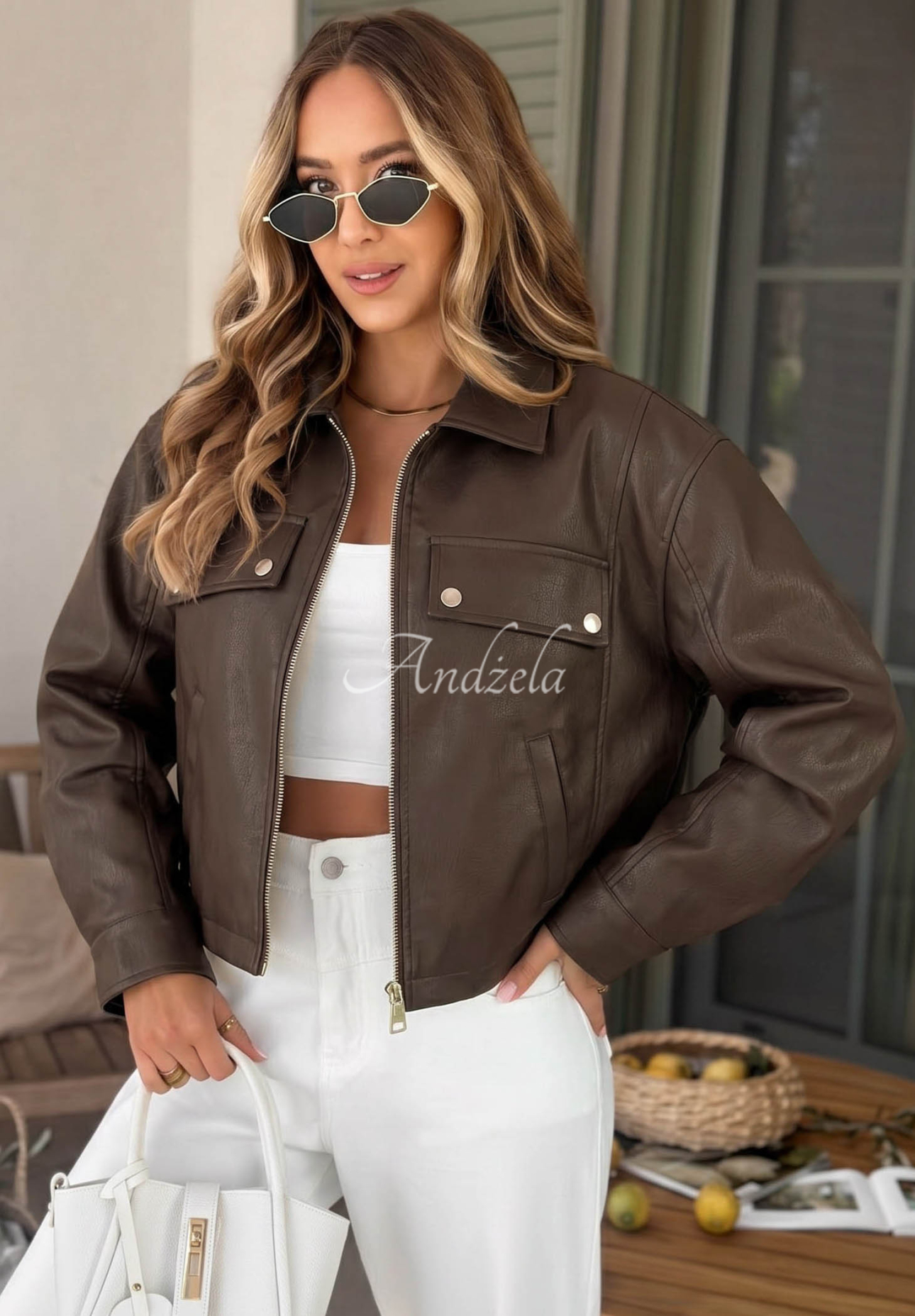Less Is More Chocolate Brown Leather Jacket with Collar