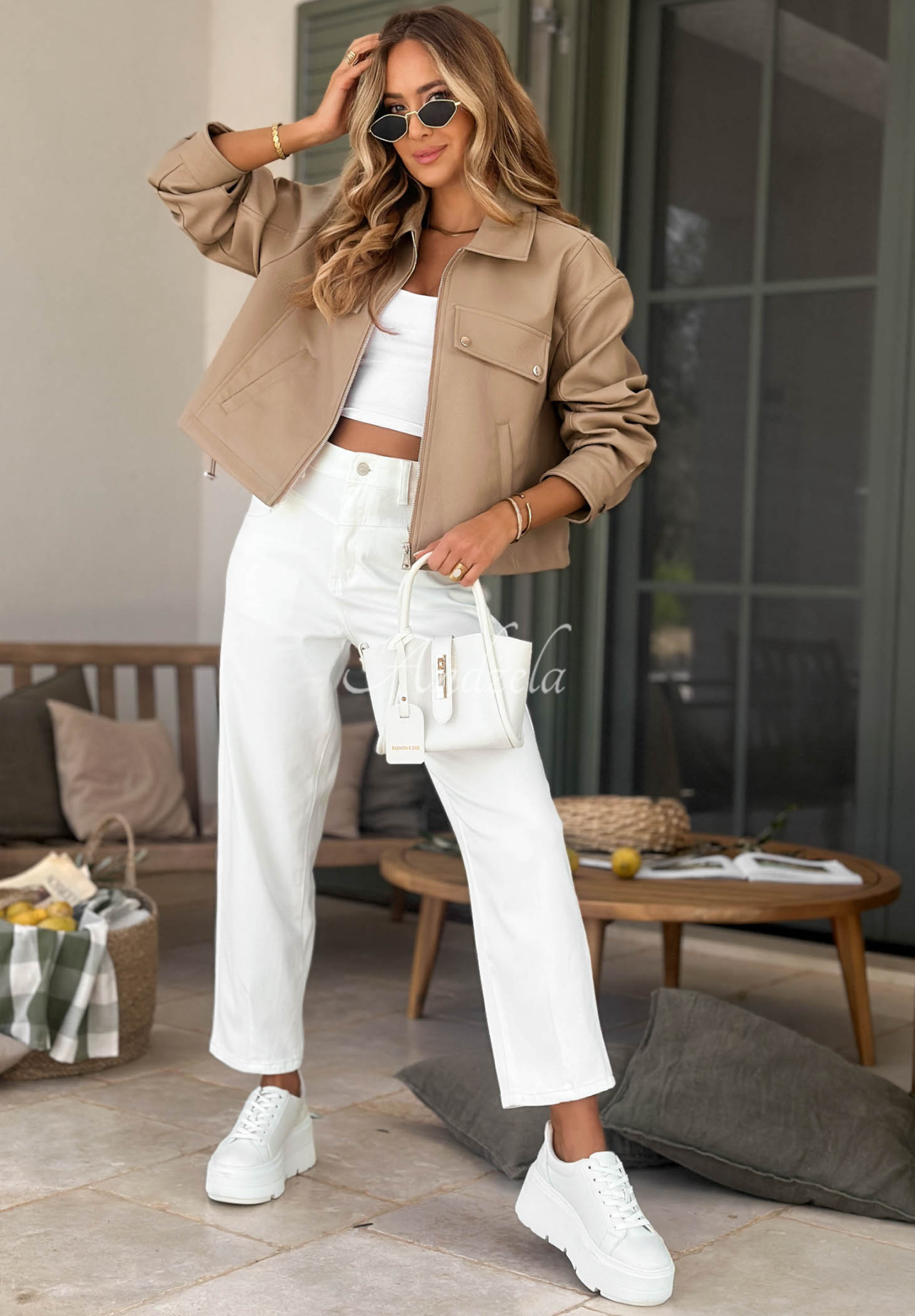 Less Is More mocha leather jacket with a collar