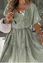 Sukienka mini z bufkami w paski Sunny Shore pistacjowa