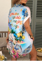 Koszula z krótkimi rękawami we wzory Ciao Ciao niebiesko-różowa