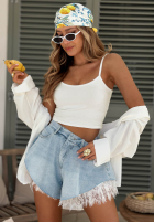 Jeansowe szorty z koronką Palm Sugar jasnoniebieskie