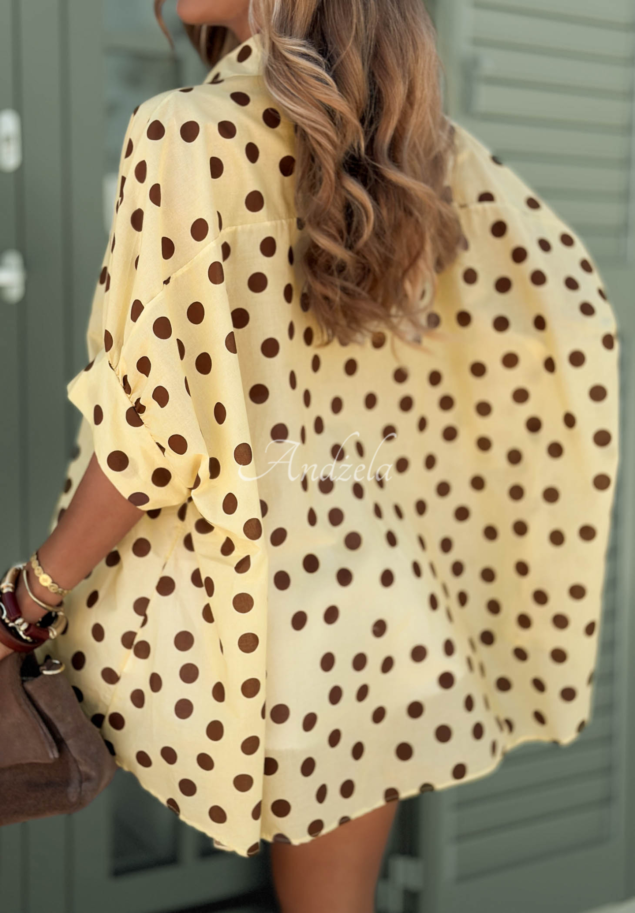 Hello Bellissima Yellow Polka Dot Cotton Shirt