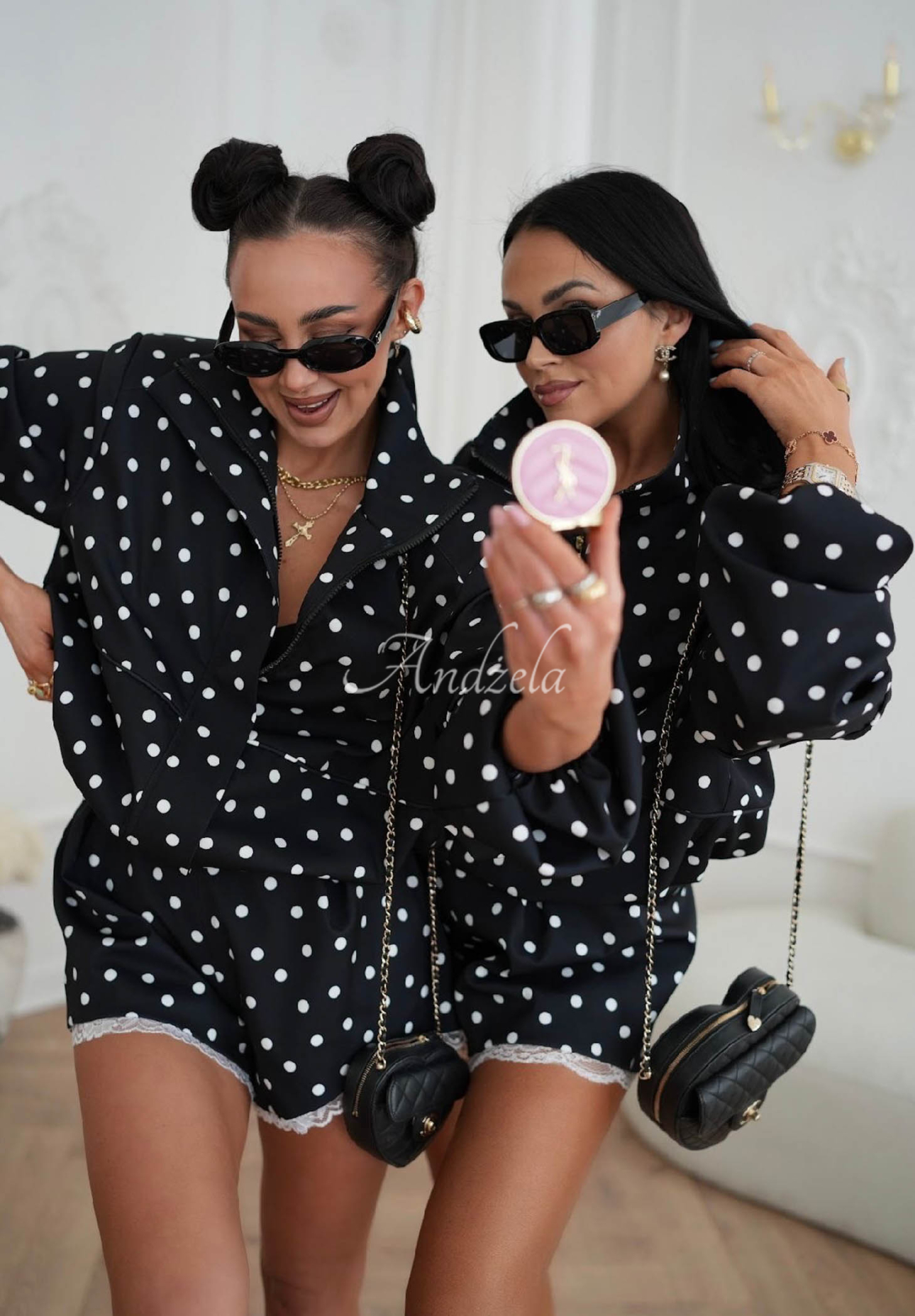 La Milla Dot Romance Black Polka Dot Viscose Bomber Jacket