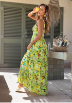 Kwiecista sukienka maxi na ramiączkach Nessie różowa