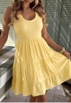 Sukienka midi z falbankami Here I Am beżowa