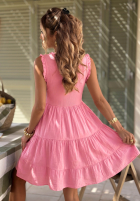 Sukienka midi z falbankami Here I Am beżowa