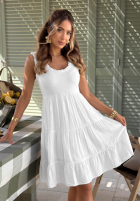 Sukienka midi z falbankami Here I Am beżowa