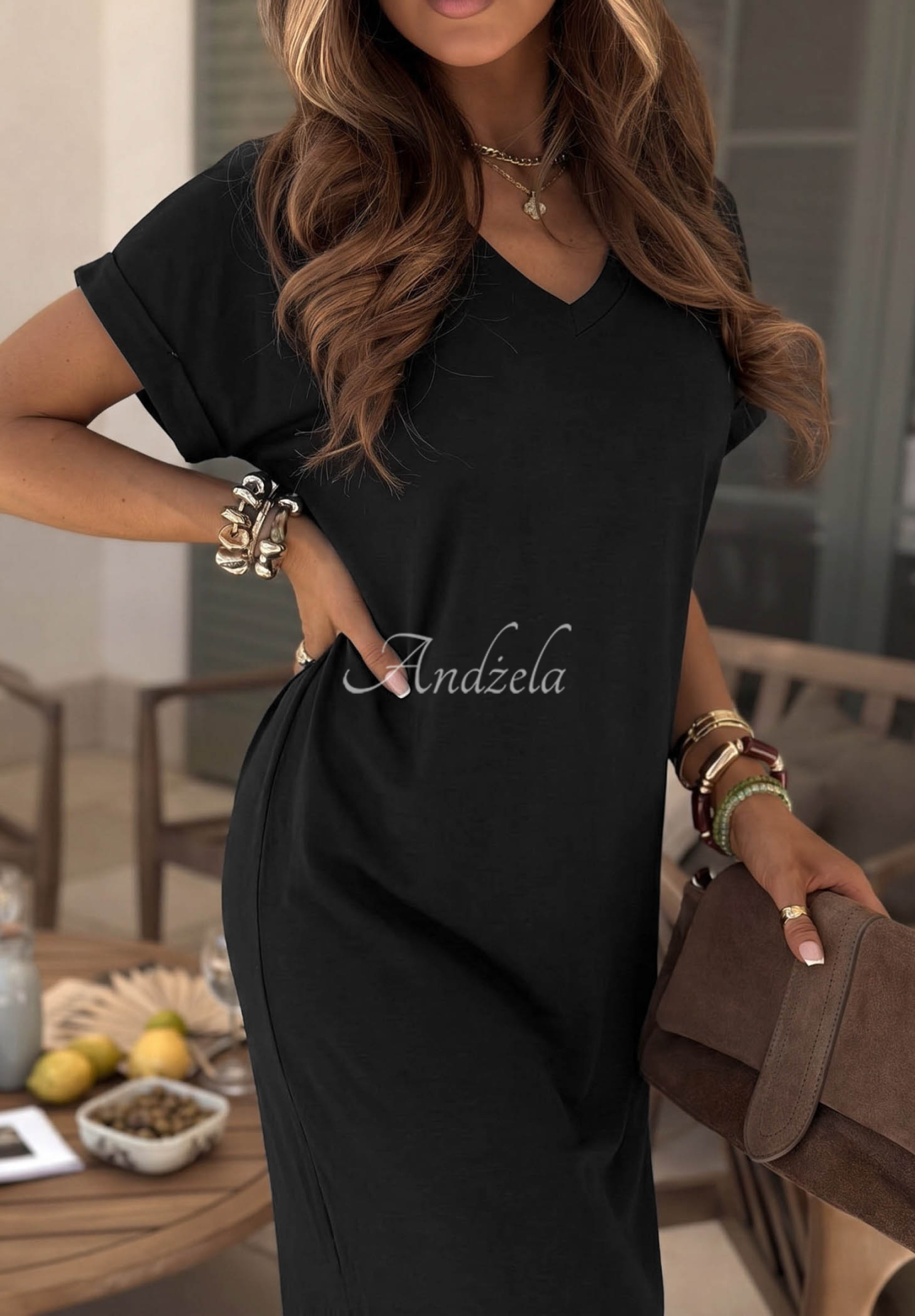 Your Own Life Black Neckline Dress