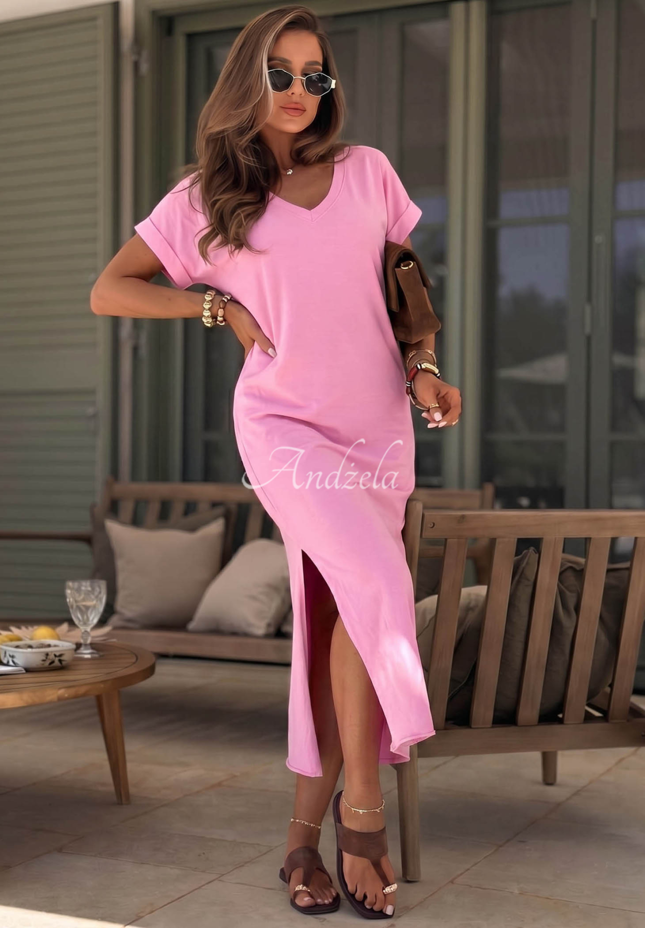 Your Own Life Pink V-Neck Dress