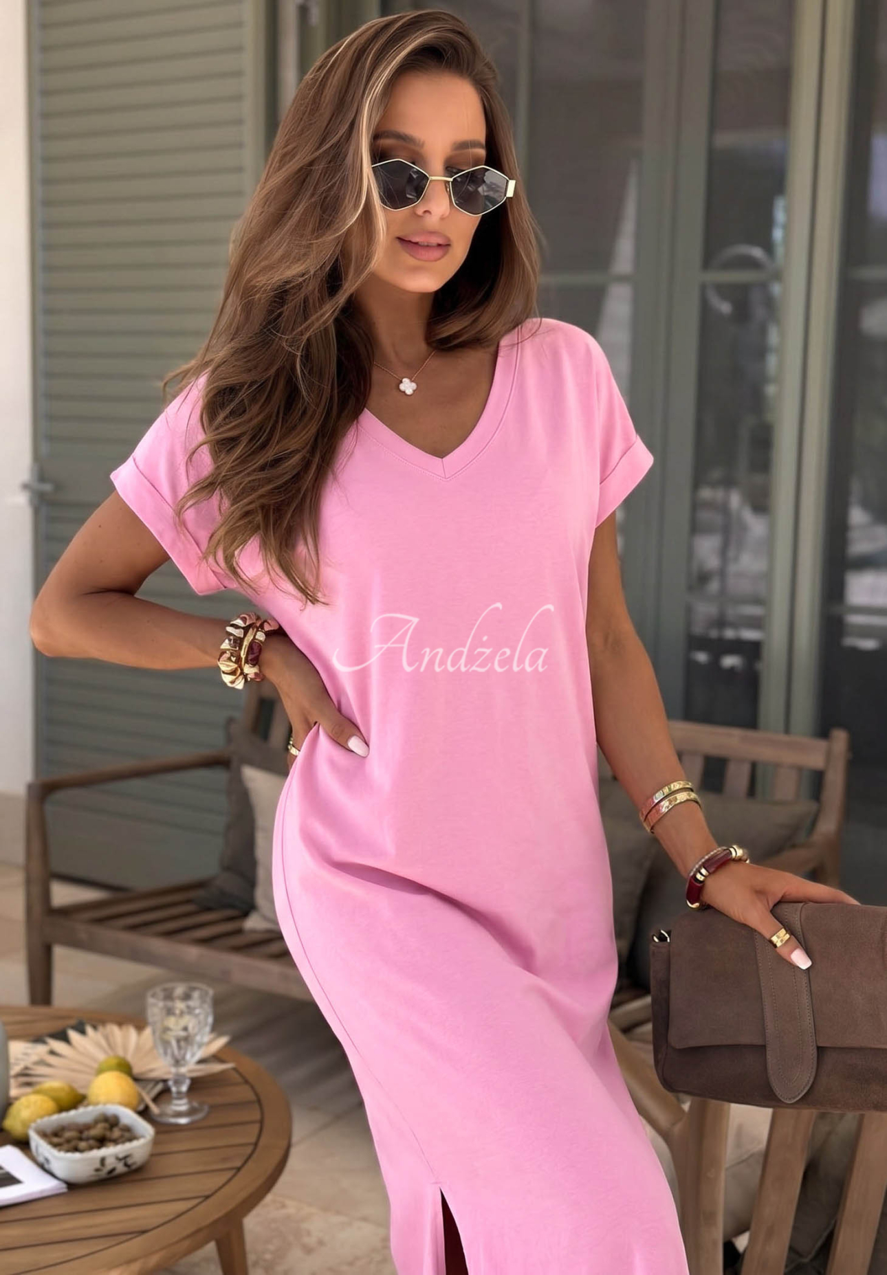 Your Own Life Pink V-Neck Dress