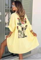 Długa koszula z haftami Serengeti żółta