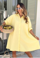 Długa koszula z haftami Serengeti żółta