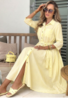 Koszulowa sukienka maxi w paski Julieta różowa