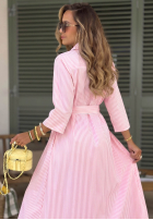 Koszulowa sukienka maxi w paski Julieta różowa