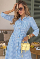 Koszulowa sukienka maxi w paski Julieta różowa