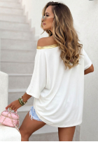 T-shirt z panterkowym nadrukiem Amour biały