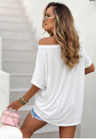 T-shirt oversize z ozdobną aplikacją Love This Day biały