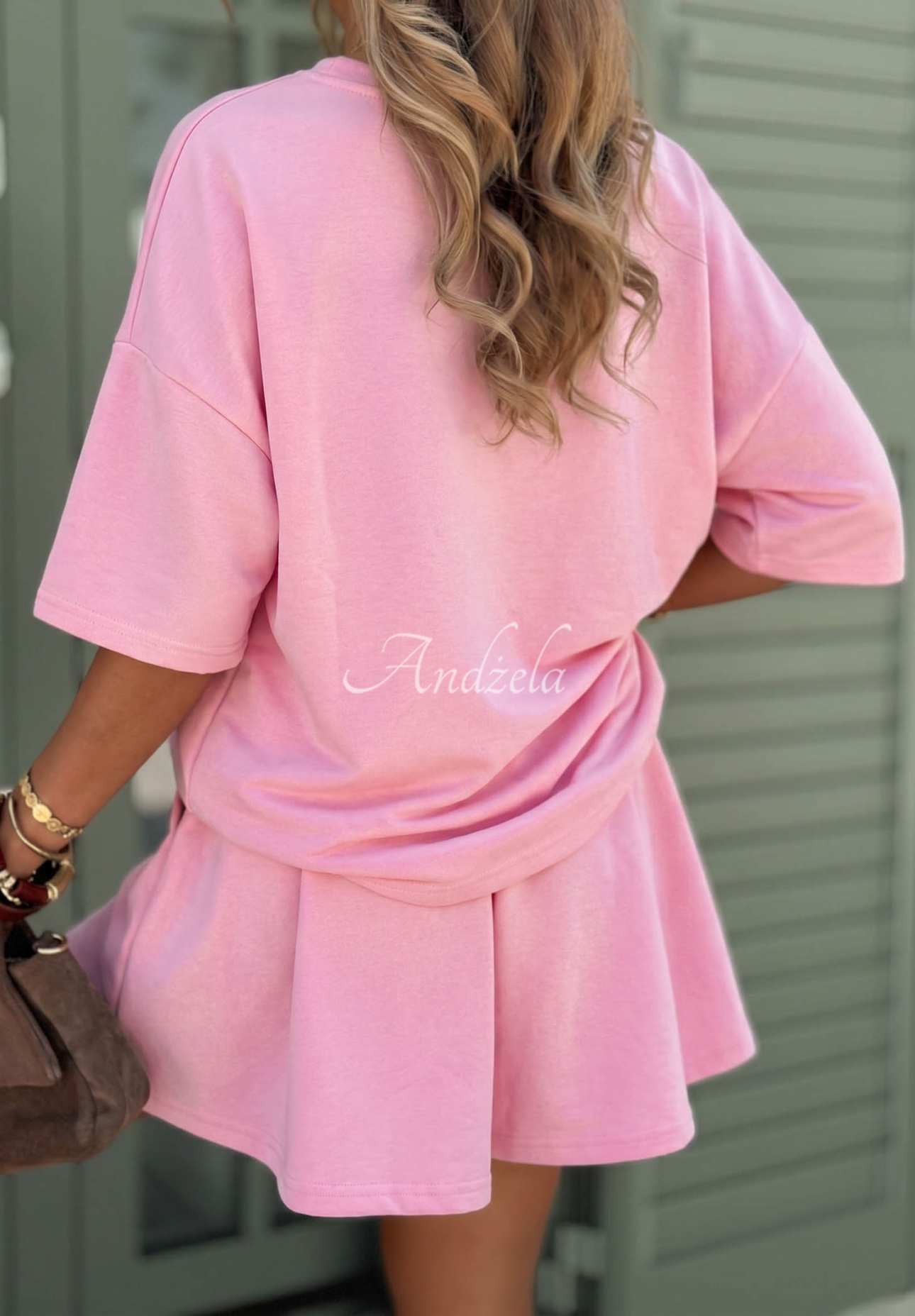 Viscose tracksuit set: "Masełko" T-shirt and shorts by Willy in powder pink