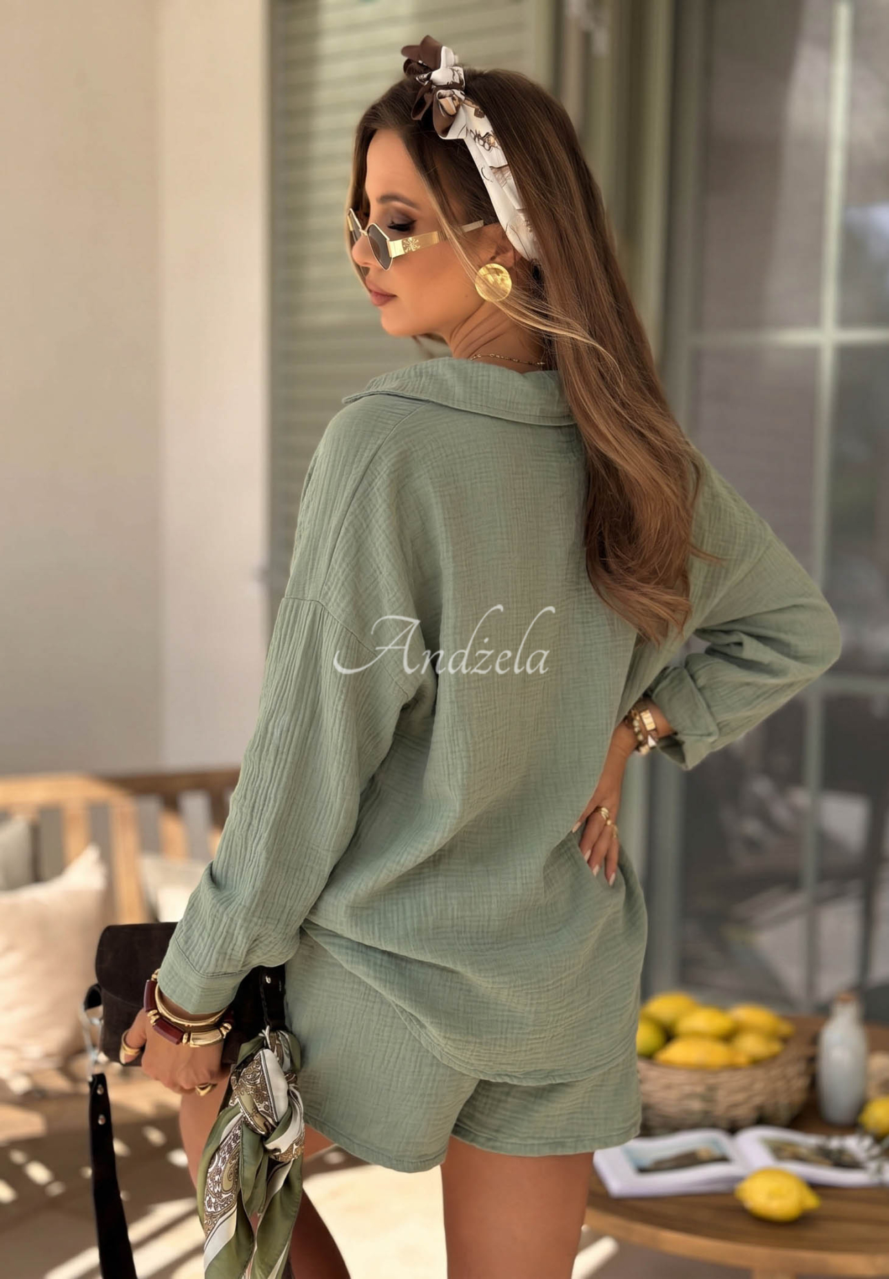 Muślinowa koszula Elisabetta khaki