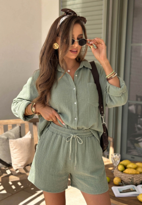 Elisabetta Pistachio Muslin Shirt