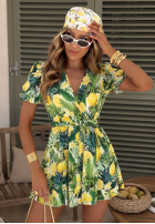 Sukienka mini w cytrynki Lemon Coast zielono-żółta