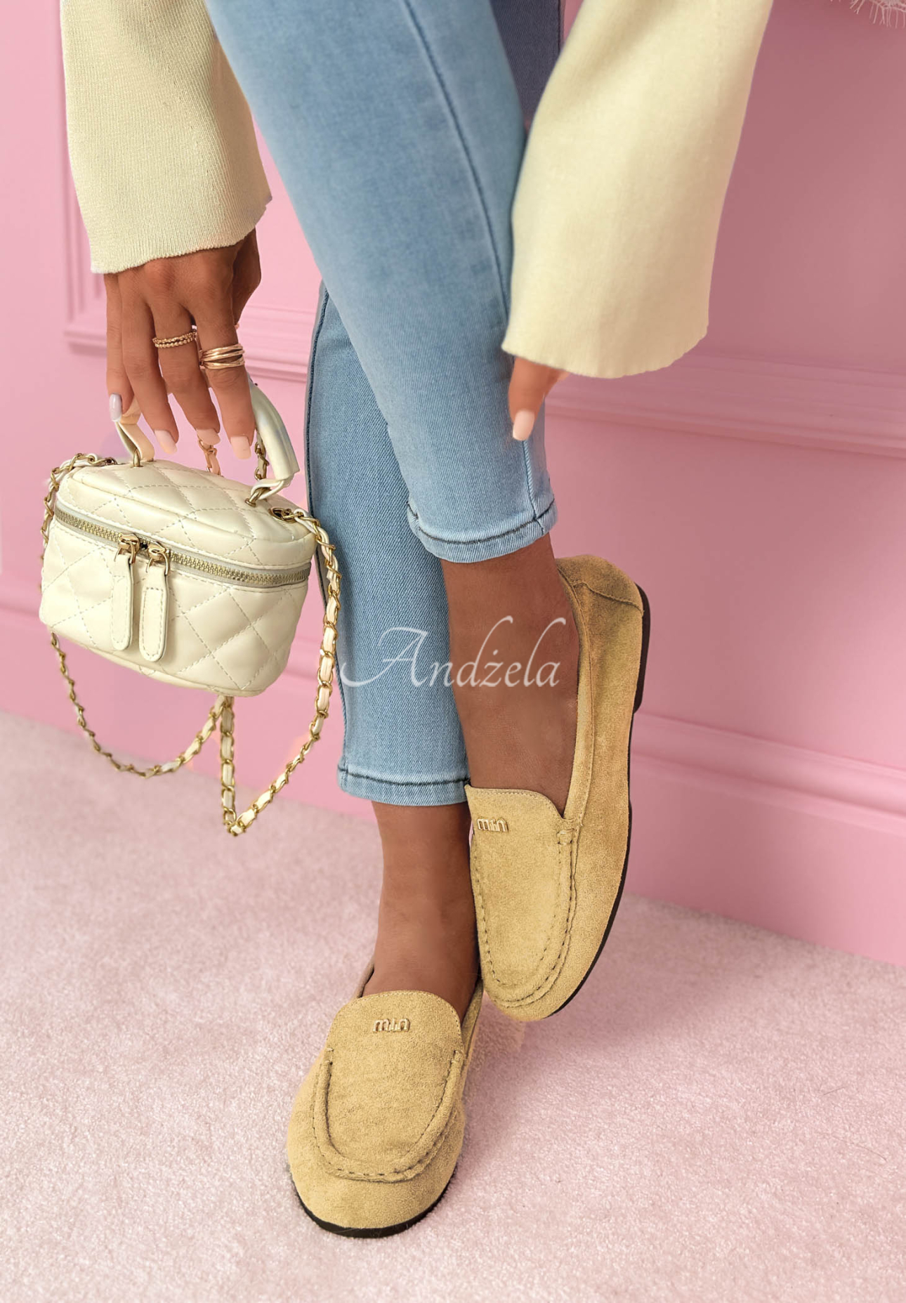 Smile Of Light Yellow Suede Moccasins