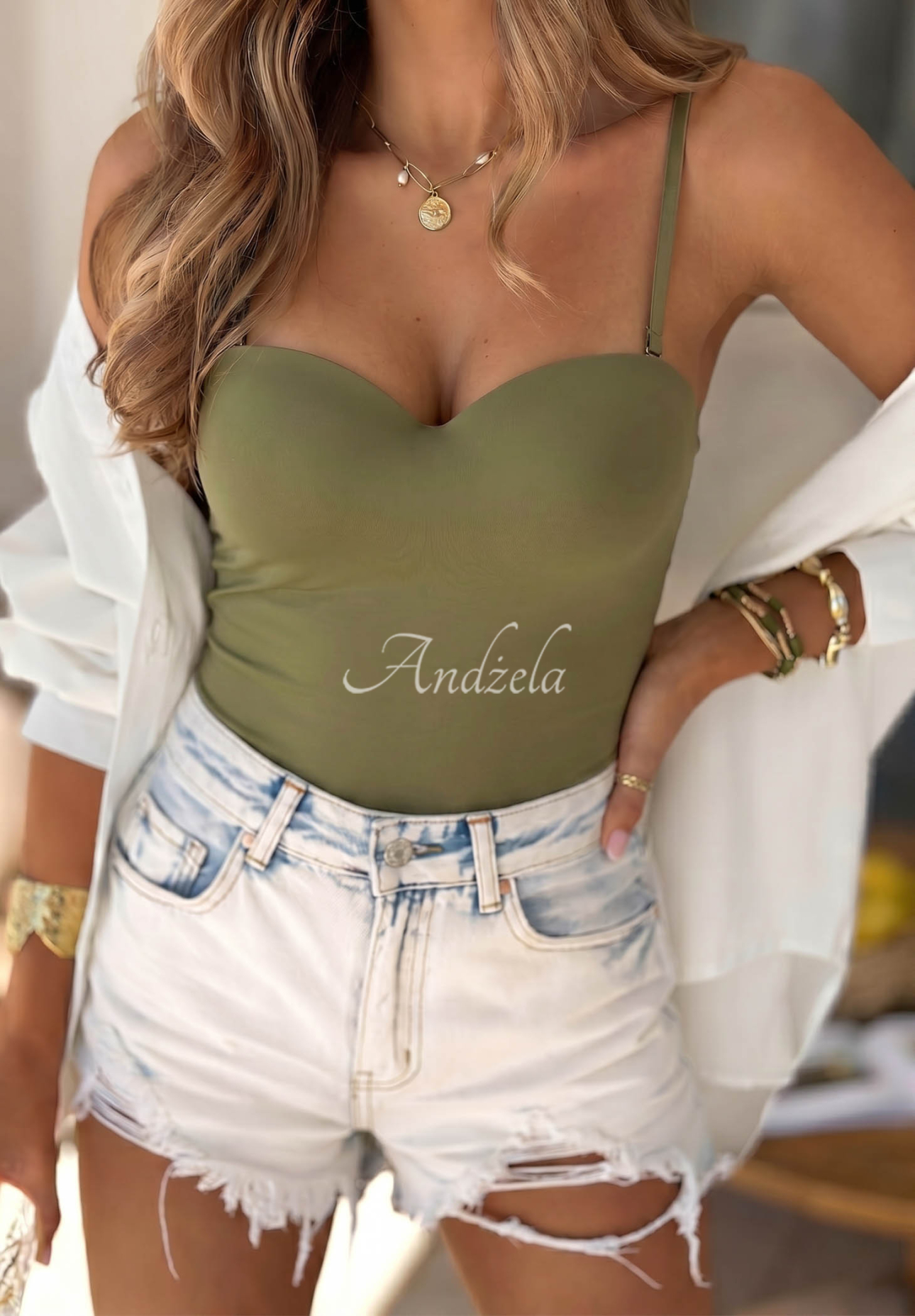 Basic Feelings Olive Green Cropped Strapless Top