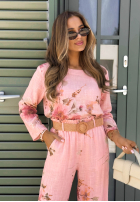 Komplet bluzka i spodnie w kwiaty Sunny Harmony beżowy