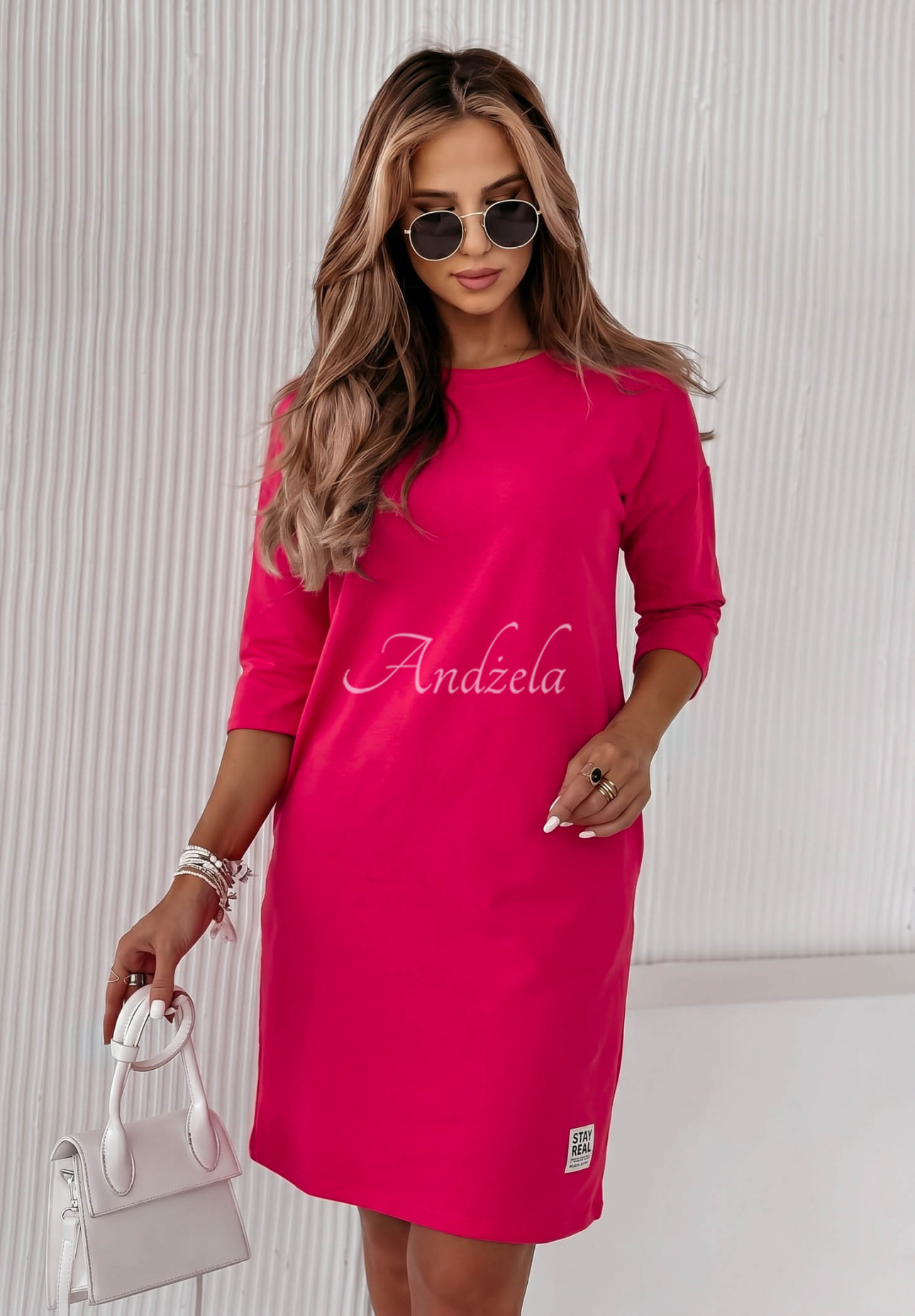 Stay Real Dark Pink Tunic Dress with Pockets