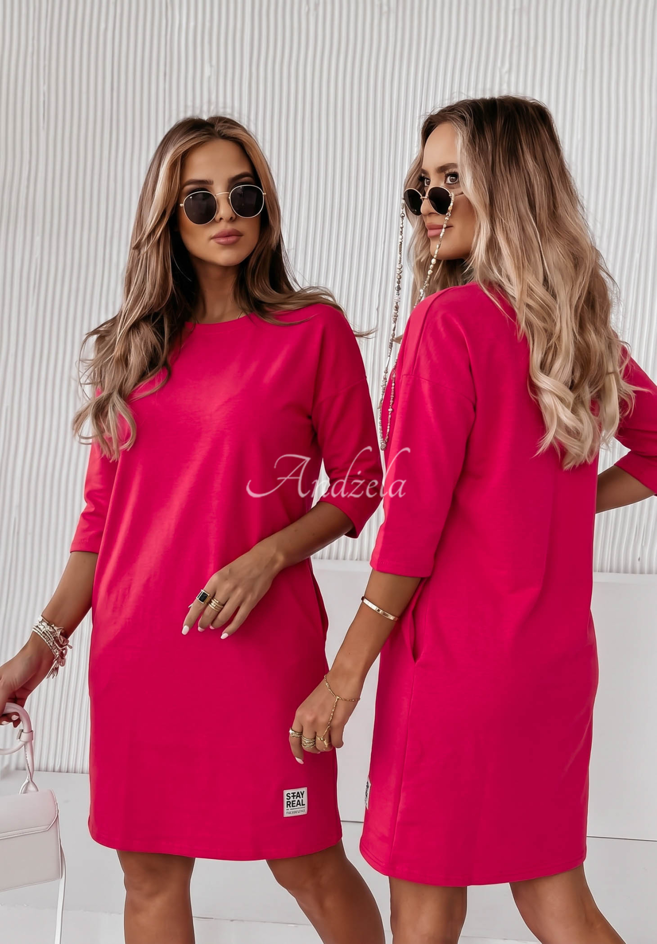 Stay Real Dark Pink Tunic Dress with Pockets