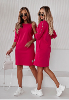 Sukienka tunika z kieszeniami Stay Real ciemnoróżowa