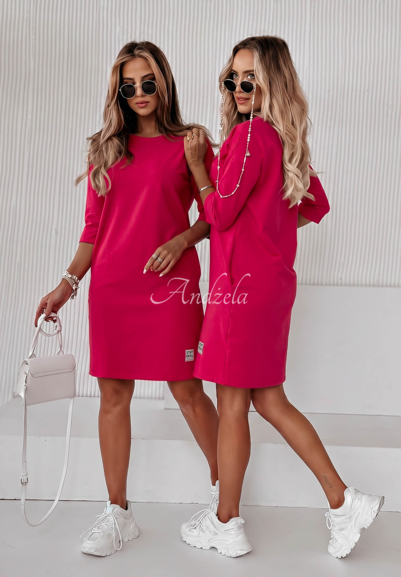 Stay Real Dark Pink Tunic Dress with Pockets
