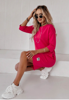 Sukienka tunika z kieszeniami Stay Real ciemnoróżowa