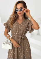 Wiązana sukienka w groszki Take A Chance niebieska